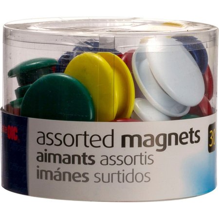 Oic Magnets, F/ Metal Presentation Board/File Cabinets, 30/PK, Ast. PK OIC92500